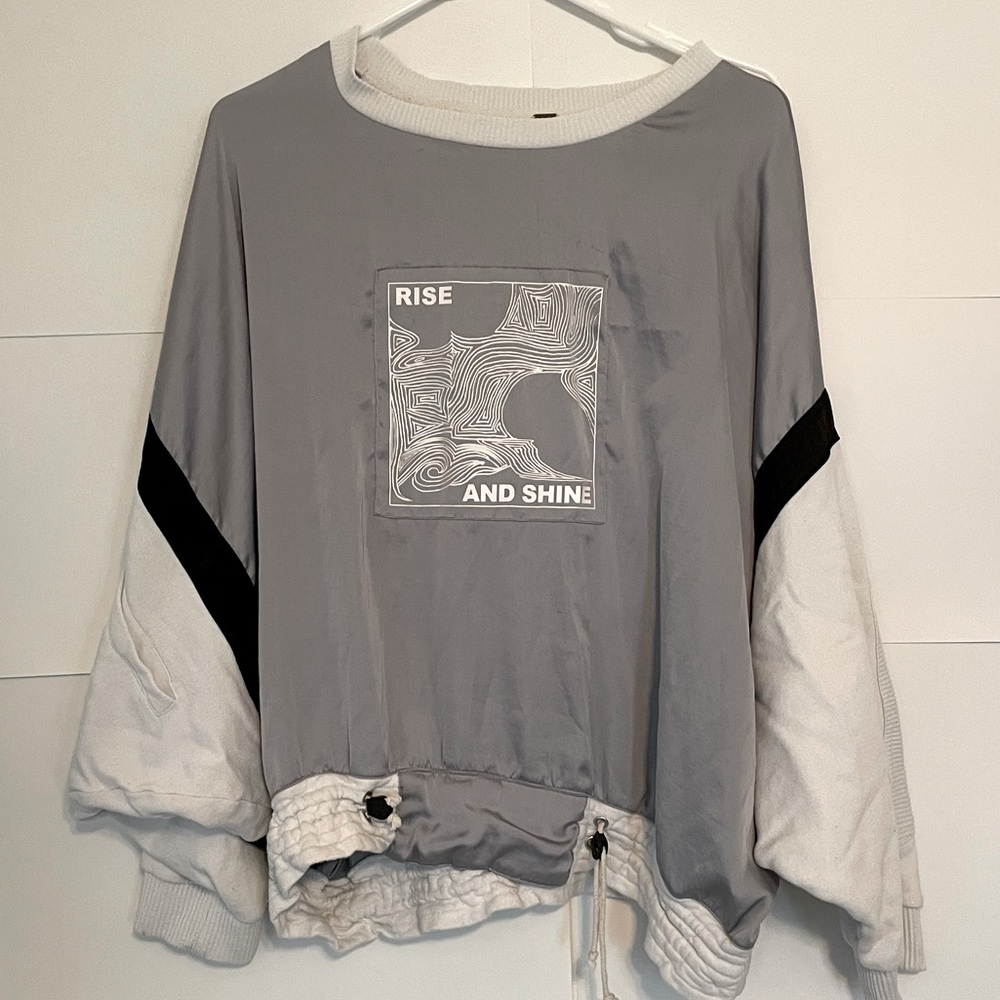 Free People Rise and Shine sweater in gray/black